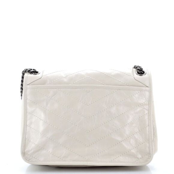 Saint Laurent Niki Chain Flap Bag Matelasse Chevron Leather Medium Neutral - Picture 3 of 6